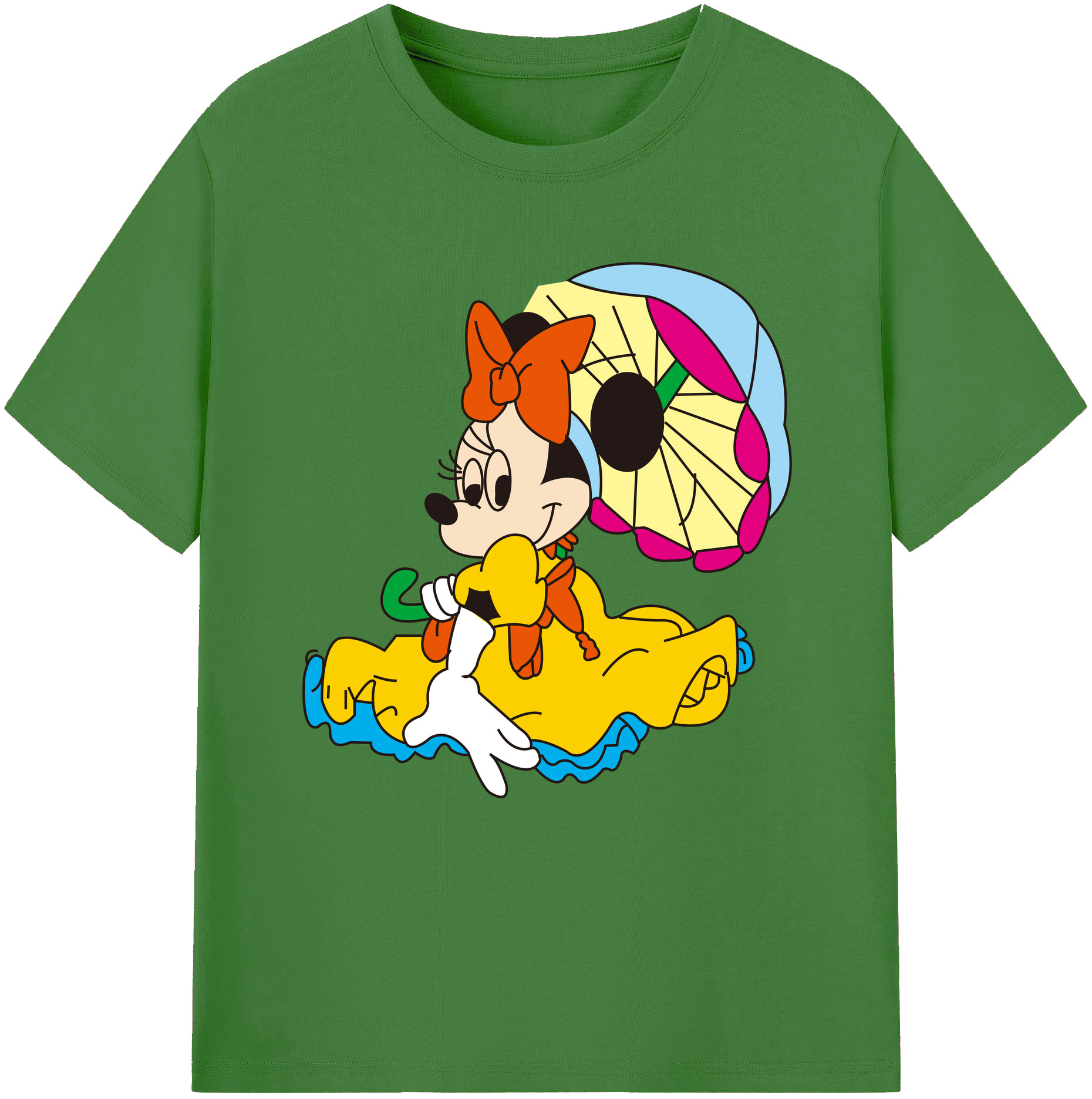 （画像用） ミッキーマウス Mickey Mouse レディースカジュアルプリントTシャツ（綿100％）